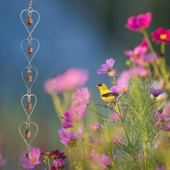 Metal Heart Bell Outdoor Wind Chime Outside Yard Garden Memorial Sympathy NEW - Picture 2 of 4